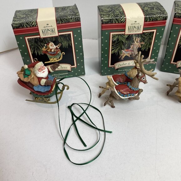 Hallmark Keepsake Ornament Santa and His Reindeer Collection Complete Set - Picture 3 of 6